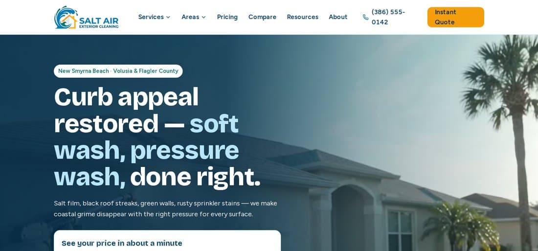 Screenshot of the Salt Air Exterior Cleaning website