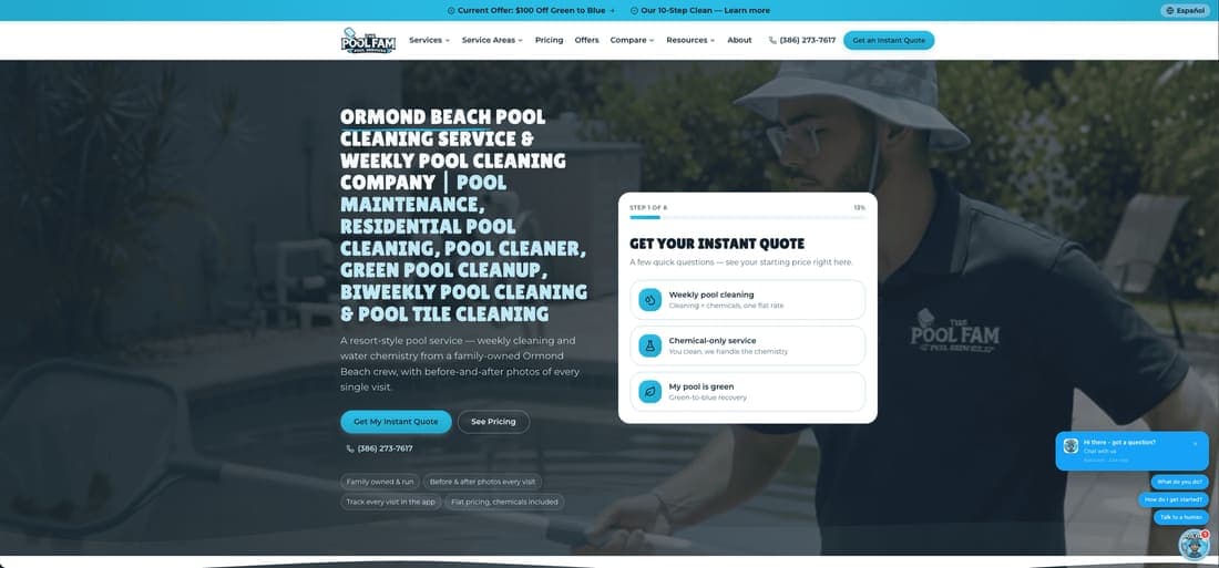 The Pool Fam website homepage